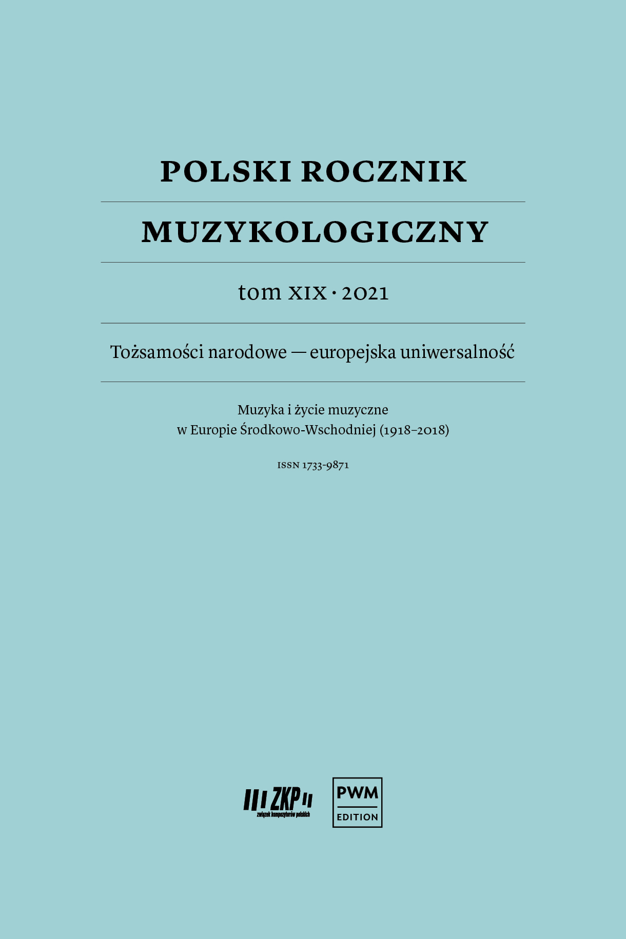 Polski Rocznik Muzykologiczny – Tom XIX – okładka
